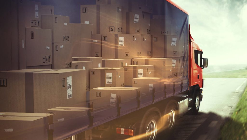 truck holding a lot of inventory on the road | route optimization for septic tank routing | ServiceCore software for portable restroom & dumpster companies”