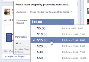facebook boost post screenshot
