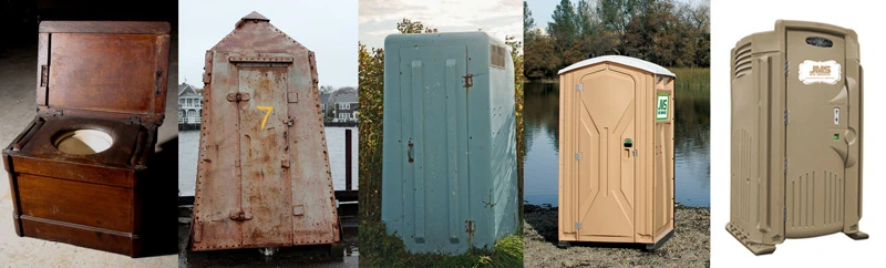 Variations of portable toilet units over time - History of the Porta Potty - ServiceCore Blog
