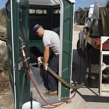 portable restroom operator cleaning out porta potty - maintenance checklist for PROs - ServiceCore software for portable restroom & dumpster companies